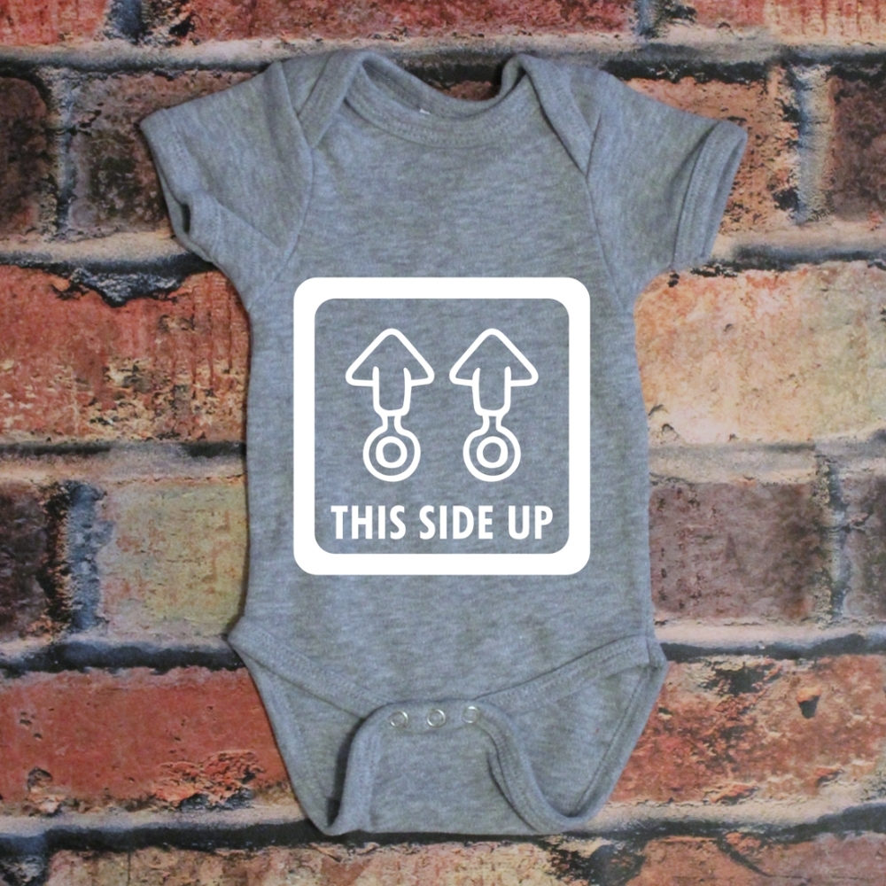 🚼 This side up baby instructions onesie grey